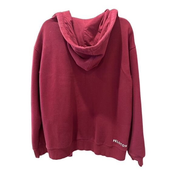Peloton sweatshirt hoodie Burgundy Red Heavyweight Full Zip Fleece Pocket - Picture 2 of 8